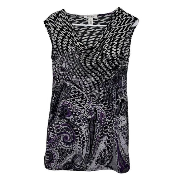 White House Black Market Cowl Neck Tunic Style Patterned Dress Designer US XS - Picture 6 of 8